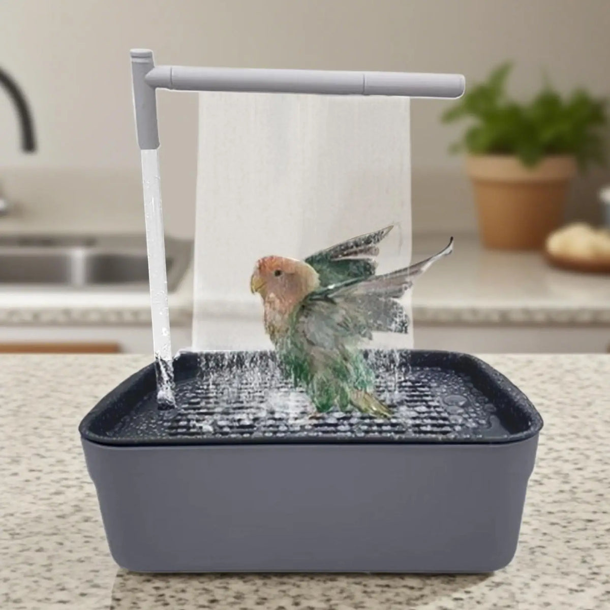 Chuveiro para Pássaros, Banheira Automática Recarregável com Torneira Circulante, Acessórios para Banho de Animais de Estimação