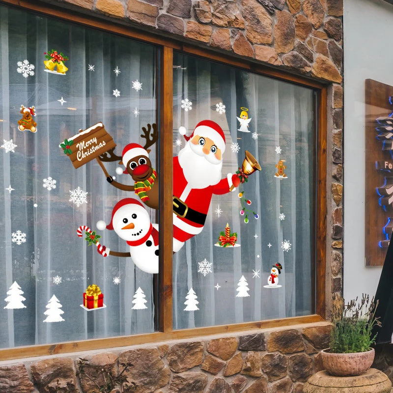 Adesivo de janela de natal, decorações de feliz natal para casa 2024, ornamento de natal, presentes de natal, ano novo 2025