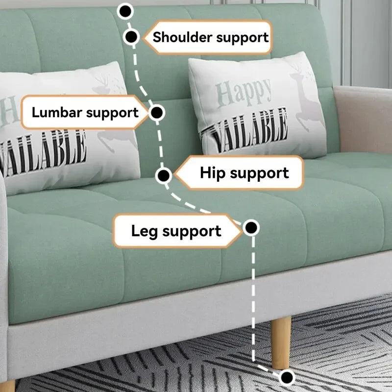 Sofá-Cama Pequeno e Estável, Cama de Casal Dobrável de Dupla Função, Sofá para Soneca em Casa/Escritório, Sofá para Três Pessoas, Tecido Confortável, Sofá Preguiçoso