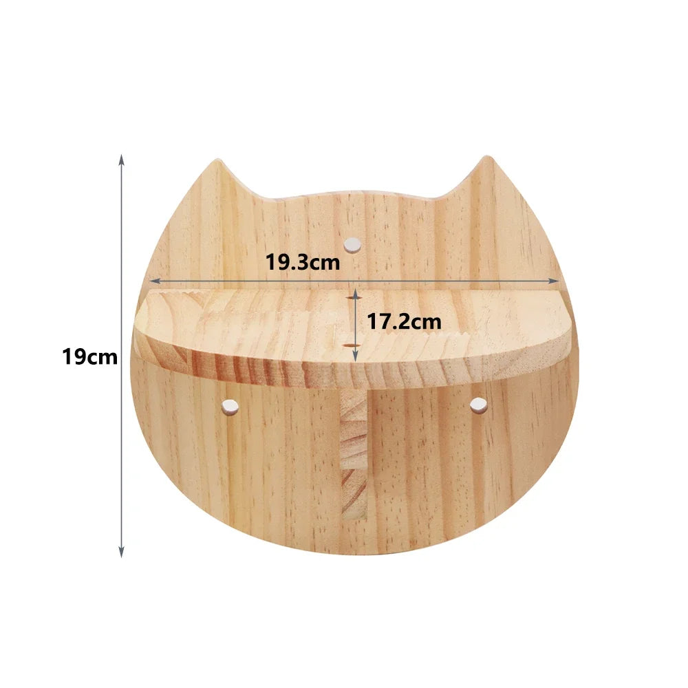 Arranhador de Parede para Gatos com Prateleira, Plataforma e Rede, em Madeira
