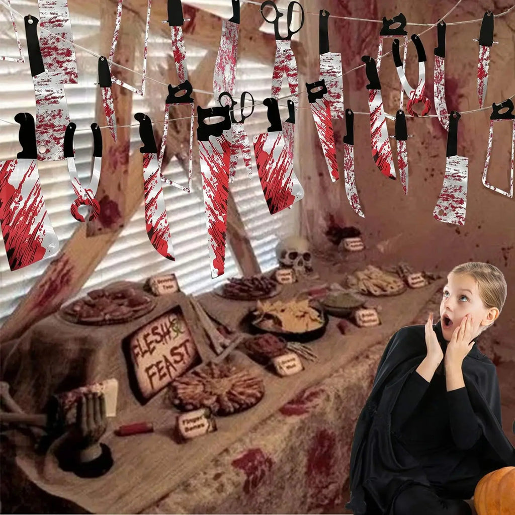 1-4 conjunto de banner sangrento de halloween, decoração suspensa de terror para casa assombrada, tema de filme, aniversário, carnaval, festa, presente de halloween