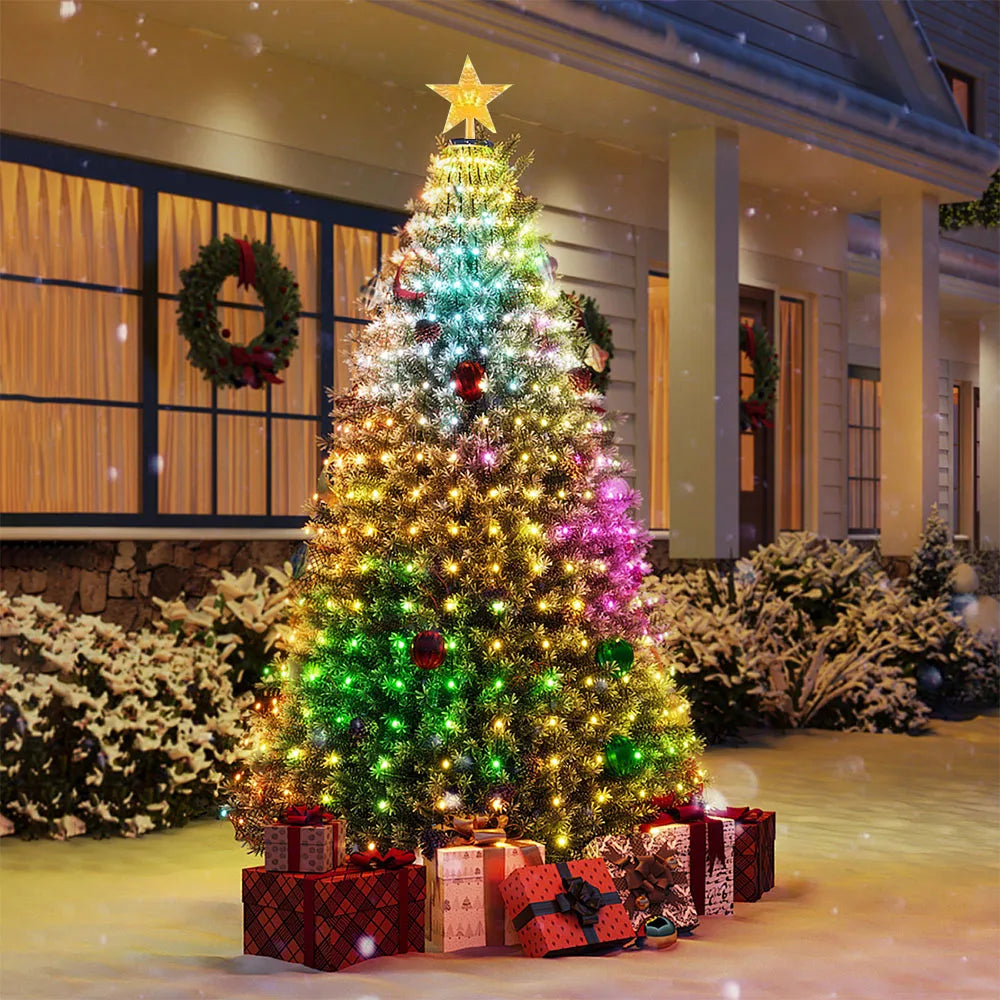 Luzes de Natal RGBIC de 1,8m com 400 LEDs, Luzes de Cordão para Festas com Texto Personalizável, IP65 à Prova d'Água para Decoração de Natal Interna e Externa