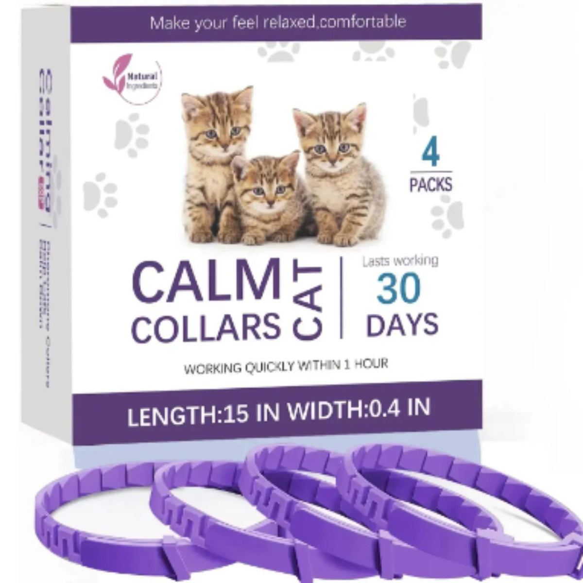 Coleira calmante para animais de estimação, para gatos, cães, ajustável, ansiedade, feromônio, reduzindo coleira para animais de estimação, duradoura, natural, calma, relaxar, calmante