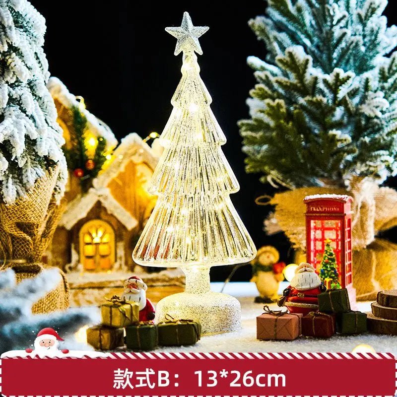 Árvore de natal luz noturna de vidro para casa natal romântico feriado atmosfera arbol de navidad ornamentos led decoração luminosa - Kasa & Pet