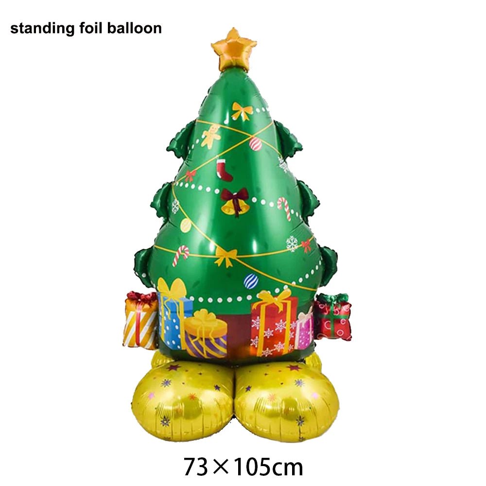 Balão Metalizado de Natal: Boneco de Neve, Rena, Árvore de Natal, Caixa de Presente, Bengala Doce, Luminária de Rua - Decoração de Festa de Inverno e Natal