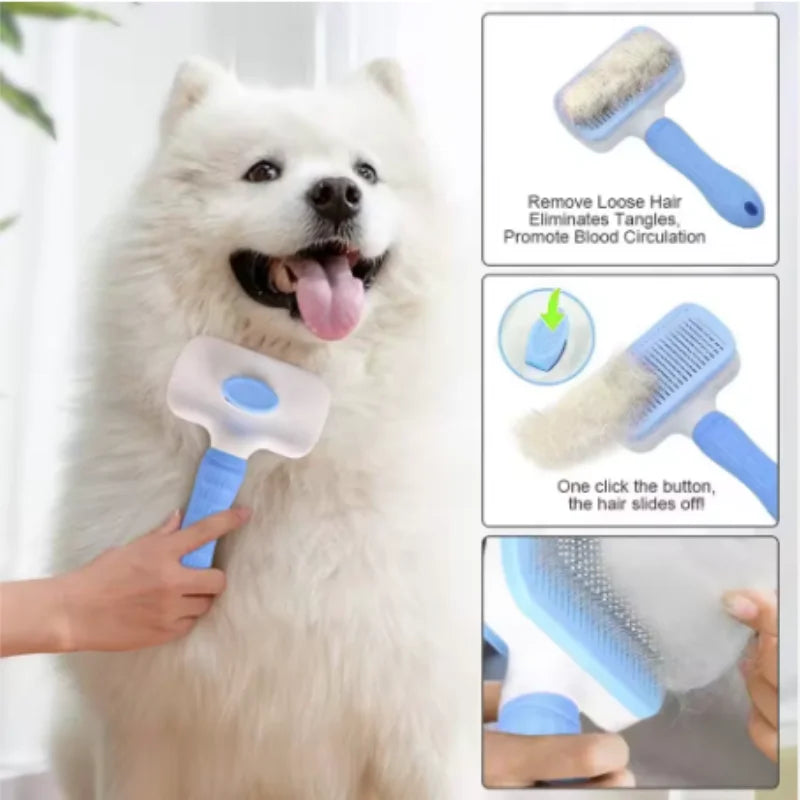 Escova para Cães e Gatos, Escova de Limpeza Automática para Remover Pelos de Animais, Ferramentas de Higiene para Cães e Gatos, Escova Desembaraçadora para Animais de Estimação, Acessórios para Cães