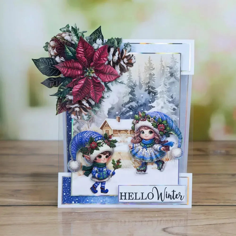 Cortador de Metal e Estêncil para Papel DIY de Álbum de Fotos com Temas de Natal: Brilho Cintilante, Confetes, Raminhos e Bagas