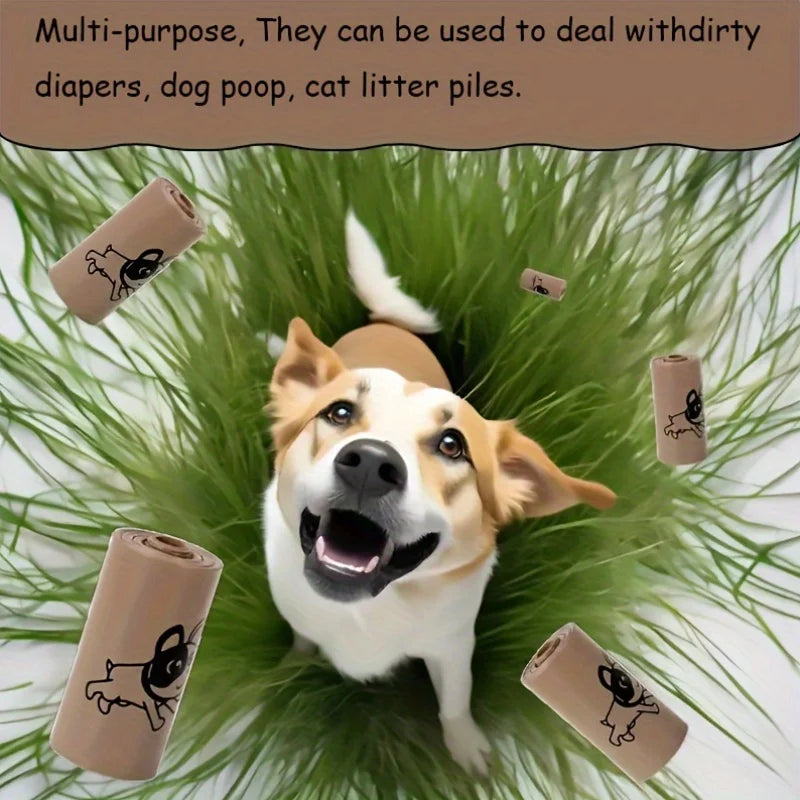 10 rolos de sacos de resíduos para animais de estimação com aroma de café, misturadores efetivamente, adequados para caminhadas ao ar livre. Direto do Fabricante
