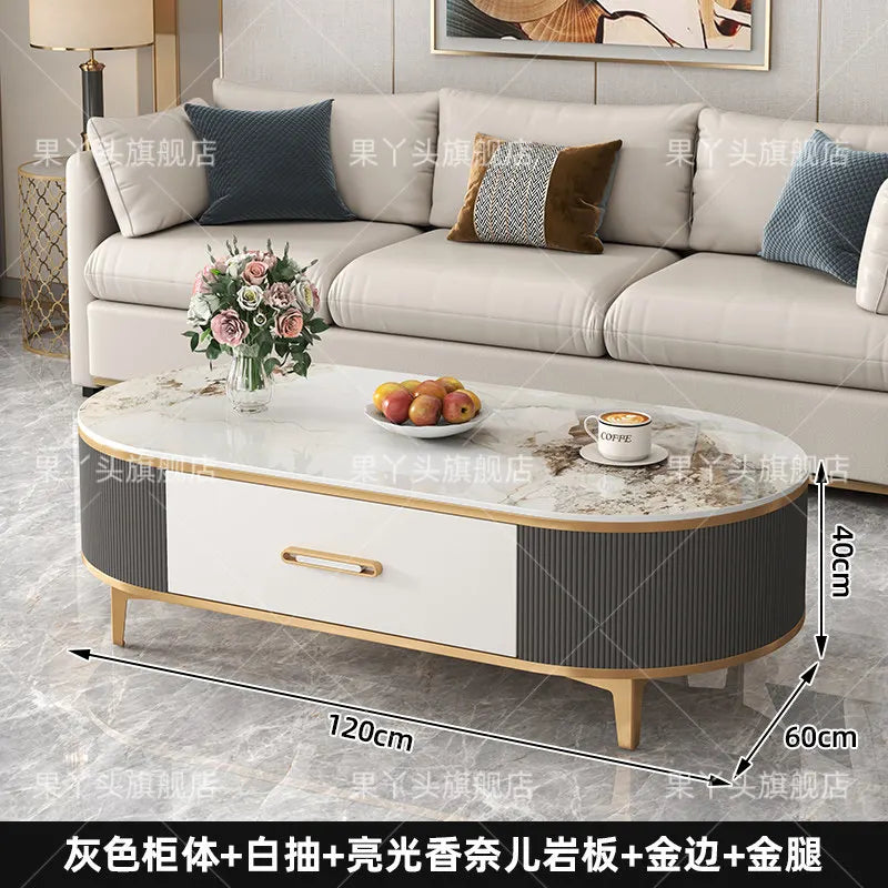 Mesa de Jantar, Mesa de Centro para Escrita e Café, Gavetas Móveis, Mesa Lateral de Luxo com Armazenamento para Sala de Estar, Mesa Auxiliar Moderna, Móveis Modernos