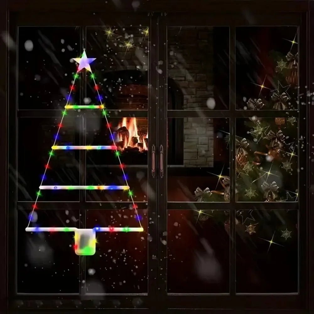 Luzes de Cordão LED em Forma de Escada para Árvore de Natal, Luzes de Fada Suspensas Alimentadas por Bateria, Para Decoração de Árvore de Natal e Casa