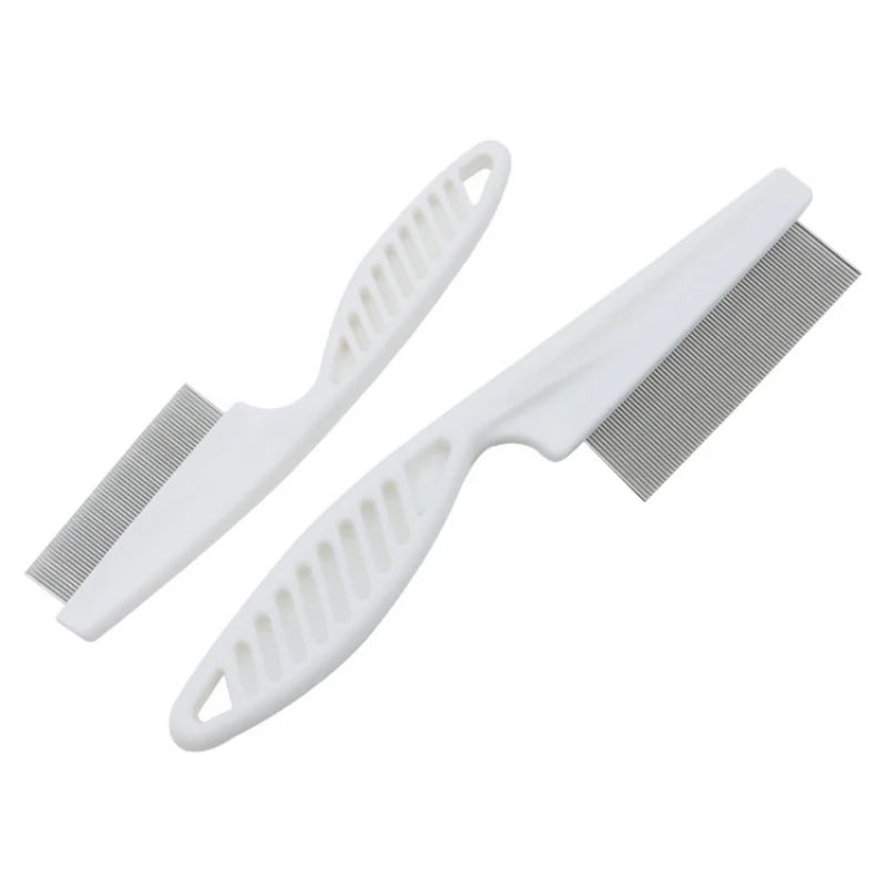 Pente de pulgas cão gato escova de remoção de pêlos de aço inoxidável dentes densos pente em linha portátil pet universal aliciamento limpeza suprimentos