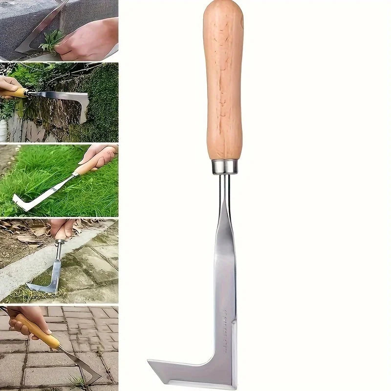 Ferramenta de Aço Inoxidável para Remoção de Ervas Daninhas, Ferramenta Manual de Jardim Multiuso em Formato L, Usada para Limpeza de Ervas Daninhas em Jardins, Terraços e Caminhos