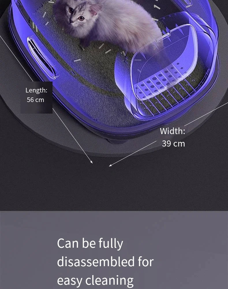 Caixa de Areia para Gatos com Desinfecção UV, Antiodor, Totalmente Fechada, Tamanho Extra Grande, Antirrespingo, Prevenção de Vazamento de Areia, Design Destacável