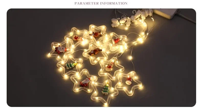 Natal LED Strip Lights para decoração do quarto, lâmpada guirlanda, plugue USB, quarto, sala de estar, janela