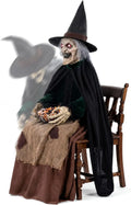 Decorações de Bruxa Animadas para Halloween com Som e Movimento, Olhos Brilhantes, Decoração Assustadora para Varanda e Jardim