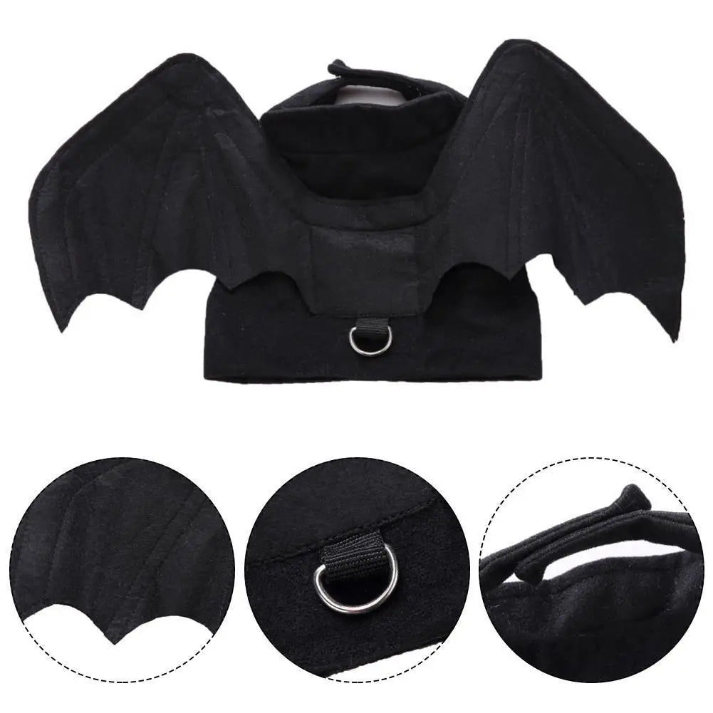 -Disfraz de animal de estimação de Halloween - Fantasia de arnês de asas de morcego pretas fofas para gatos e cães, cosplay de festa de Halloween, suprimentos para animais de estimação