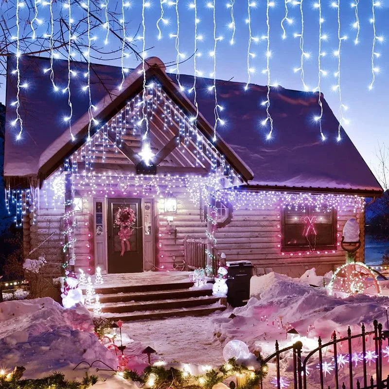 Decoração de natal 2024/2025 luzes de cortina led de gelo para queda ao ar livre 0.4/0.5/0.6m luzes de natal para casa ano novo 2025