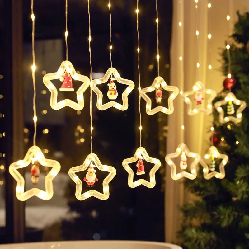 Decoração de lâmpada de janela de natal luzes de cortina de fadas 8 modos de trabalho luzes de corda de árvore de natal para festa de casamento decoração de casa - Kasa & Pet