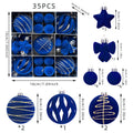 Conjunto de 35 bolas de Natal, enfeites para pendurar na árvore de Natal, veludo azul royal, formatos variados, decoração para festas de fim de ano.