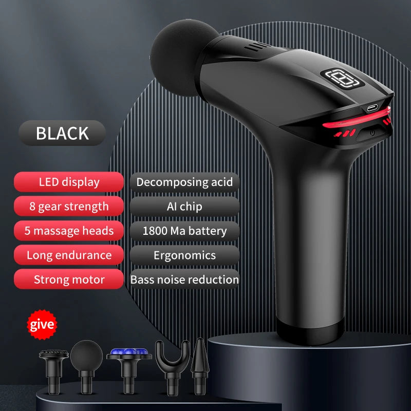 Pistola de Massagem Portátil Massajador de Percussão Profissional de Músculos Profundos para Relaxamento Corporal, Pescoço e Costas, Fitness e Emagrecimento