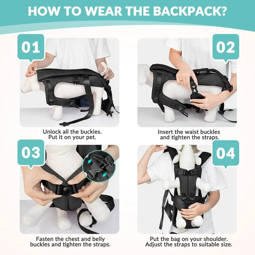 Mochila para transportar cães, esponja espessada, frente para animais de estimação, mochilas para transportar cães, portátil, ajustável, mãos livres, mochila para cães