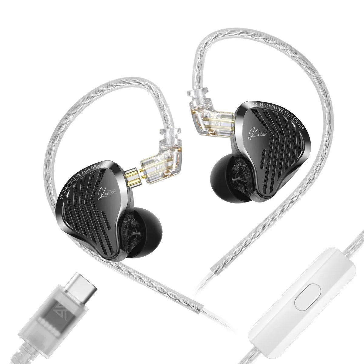 Kz Gk Kunten 1DD Dynamic Drive Earphone Hifi IEMs In Ear Earbuds 2pin Detachable Cable Metal Gamer Audiophile Headset