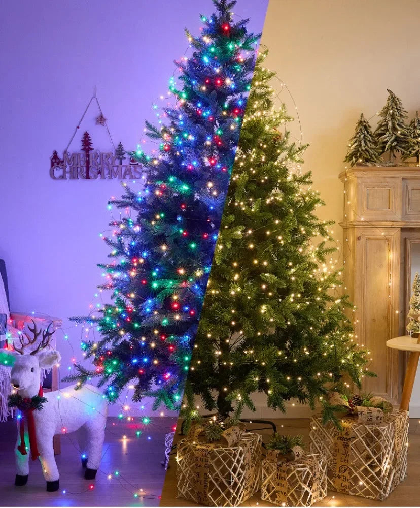 Decorações para Árvore de Natal, Luzes de Cordão à Prova d'Água para Exterior, Guirlandas de Ano Novo, Luzes LED Decorativas para Casamento e Decoração de Natal em Casa