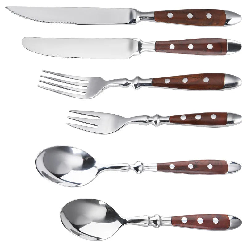 Conjunto de Talheres de Aço Inoxidável, Conjunto de 6 Peças Incluindo Faca, Garfo e Colher, Facas de Cozinha e Talheres para Sala de Jantar Kasa & Pet
