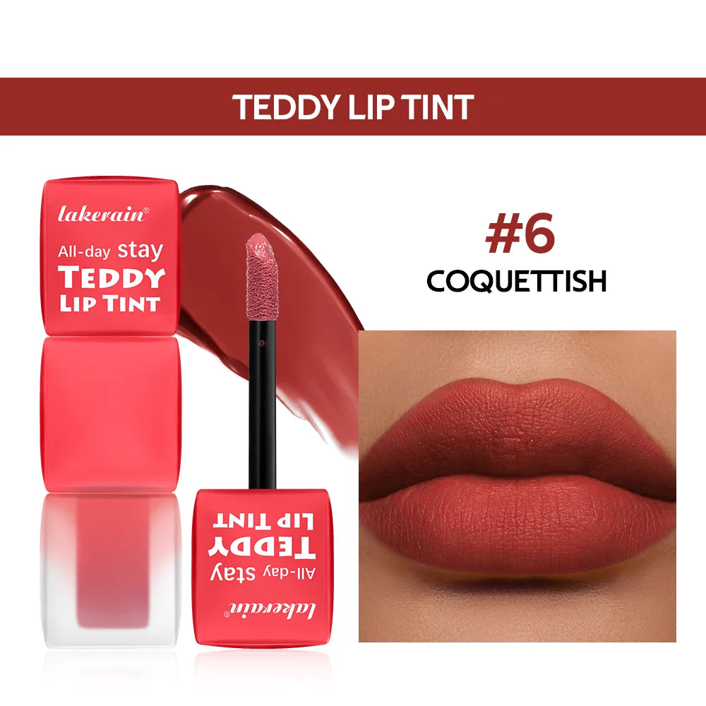 Teddy Tint Lip Color Set, Tear-Off Lip Gloss, Super Stay Long-Lasting 12H Matte Texture Waterproof Lipstick Cosmetics