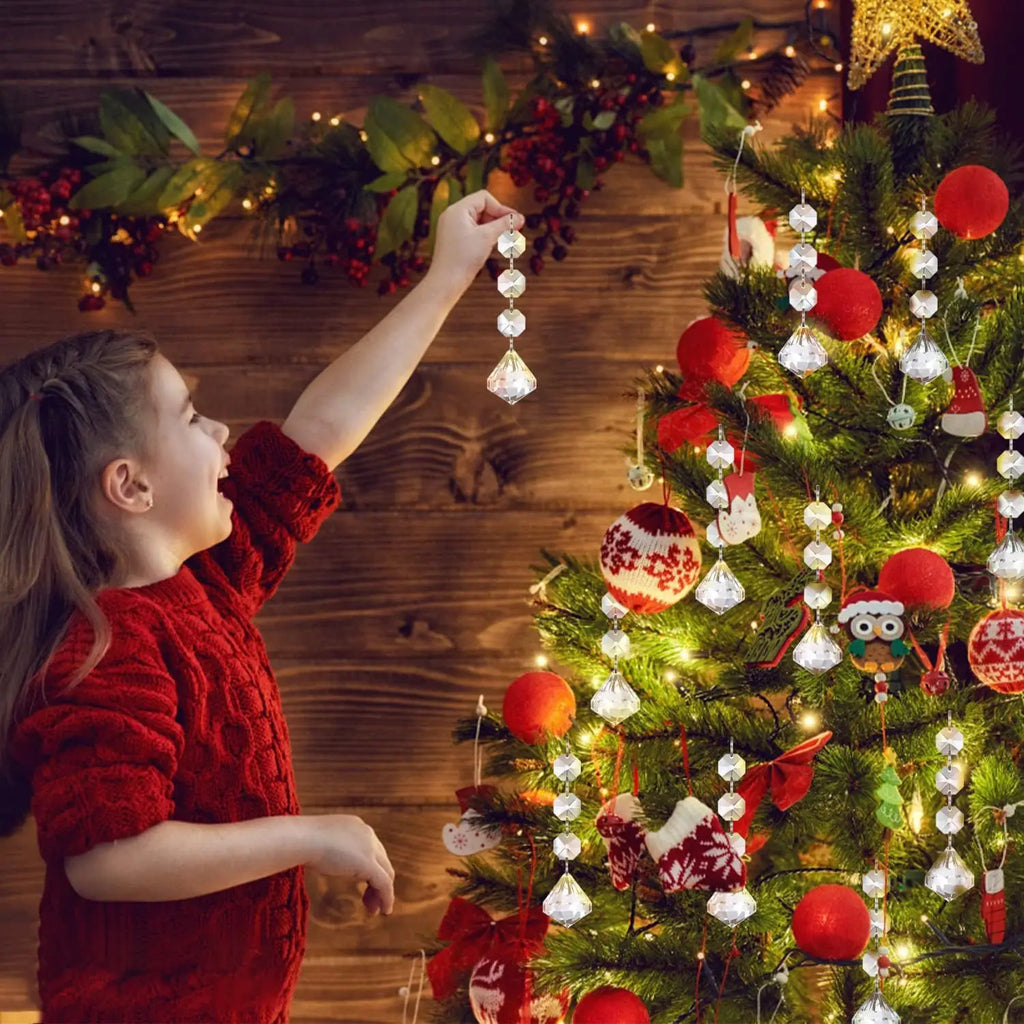 Decorações para árvore de natal, 30 peças, pingentes de cristal acrílico transparente para natal, ano novo, decoração de casamento, acessórios diy