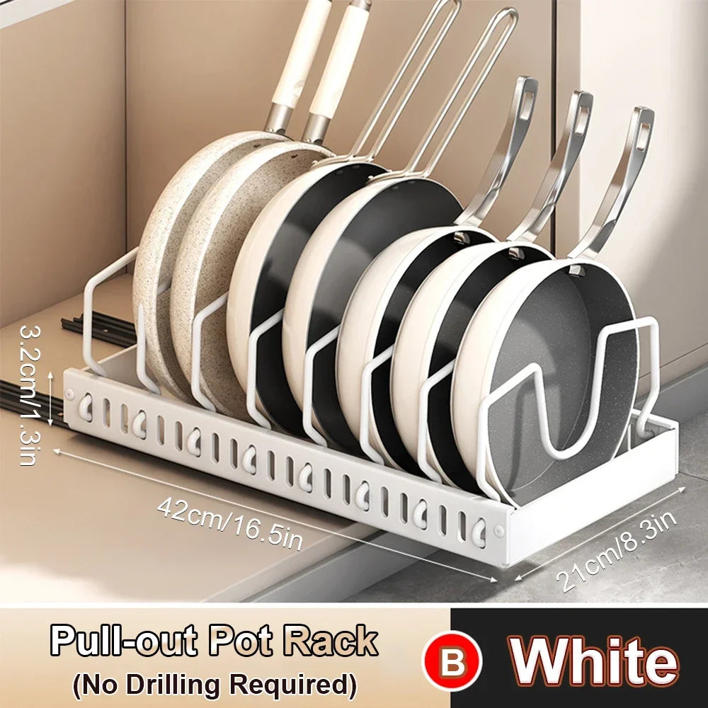 1pc cozinha multifuncional organizador retirar para panelas/panelas tampa deslizante titular rack de especiarias & prato secagem cremalheiras gaveta organizador