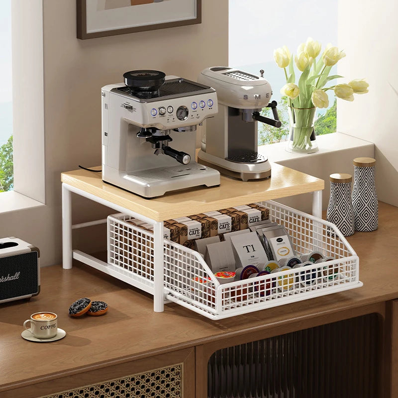 Organizador de Bancada de Cozinha – Prateleira Multiuso para Micro-ondas, Temperos, Máquina de Café e Impressora