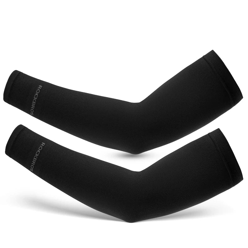 ROCKBROS Summer Breathable Ice Silk Bicycle Sleeves Sun UV Protection Cycling Arm Sleeves Outdoor Sports Running MTB Road Bike Sleeves