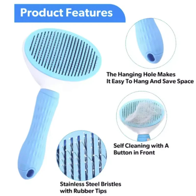 Escova para Cães e Gatos, Escova de Limpeza Automática para Remover Pelos de Animais, Ferramentas de Higiene para Cães e Gatos, Escova Desembaraçadora para Animais de Estimação, Acessórios para Cães