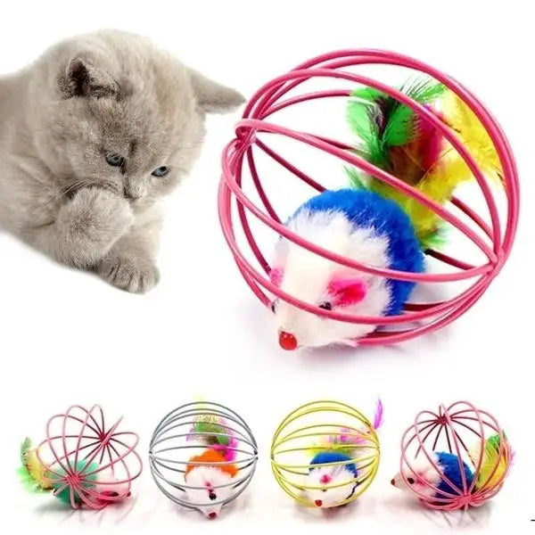 Engraçado enjaulado mouse pet brinquedo rato bola para gato cão animal de estimação novidade brinquedo suprimentos para animais de estimação