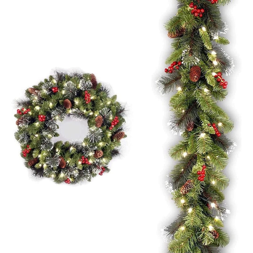 20-60cm led guirlanda de pinha de natal com bagas vermelhas artificial guirlanda de natal festa de ano novo decoração diy adicionar vibração de natal