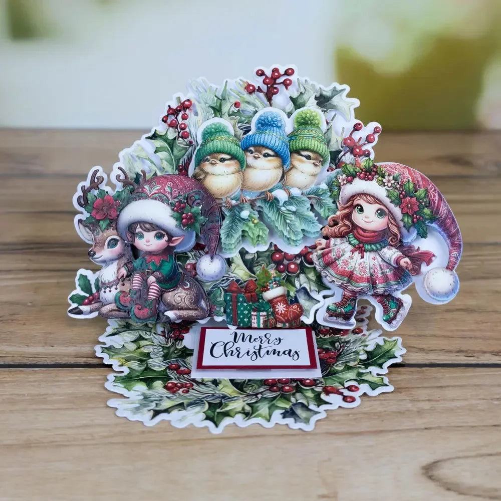 Cortador de Metal e Estêncil para Papel DIY de Álbum de Fotos com Temas de Natal: Brilho Cintilante, Confetes, Raminhos e Bagas