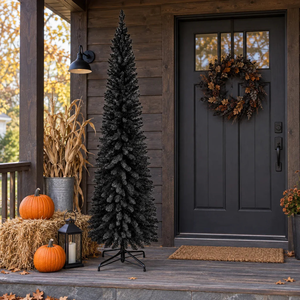 Árvore de Natal artificial preta, árvore decorativa para o Halloween, ideal para casa, escritório ou festas