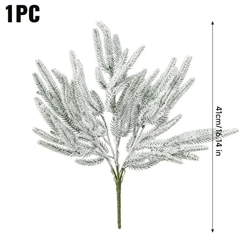 Galhos de Pinheiro Artificiais de Natal com Agulhas de Pinheiro Nevadas, Guirlanda de Planta Artificial para Decoração DIY