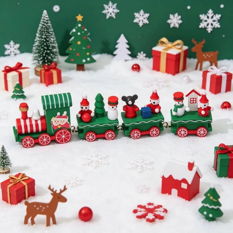 Decoração de Trem de Natal com Design Pintado Encantador, Decorações de Natal para Exibição em Mesa e Vitrine, Presentes