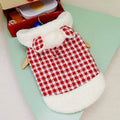 Quente de pelúcia cão com capuz jaqueta bonito arco vestido do cão casaco inverno animal de estimação filhote de cachorro traje vermelho xadrez gato jaqueta casaco pet cardigan roupas para cães