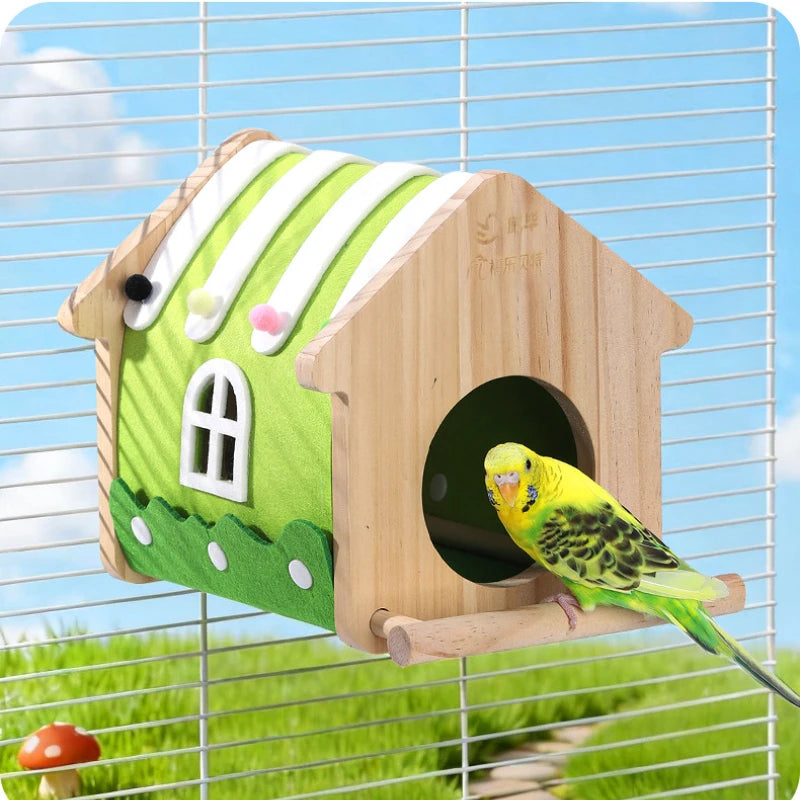 Inverno animal de estimação colorido feltro madeira periquito ninho caixa pássaro casa reprodução nidificação gaiola caixa para lovebirds cockatiel papagaio