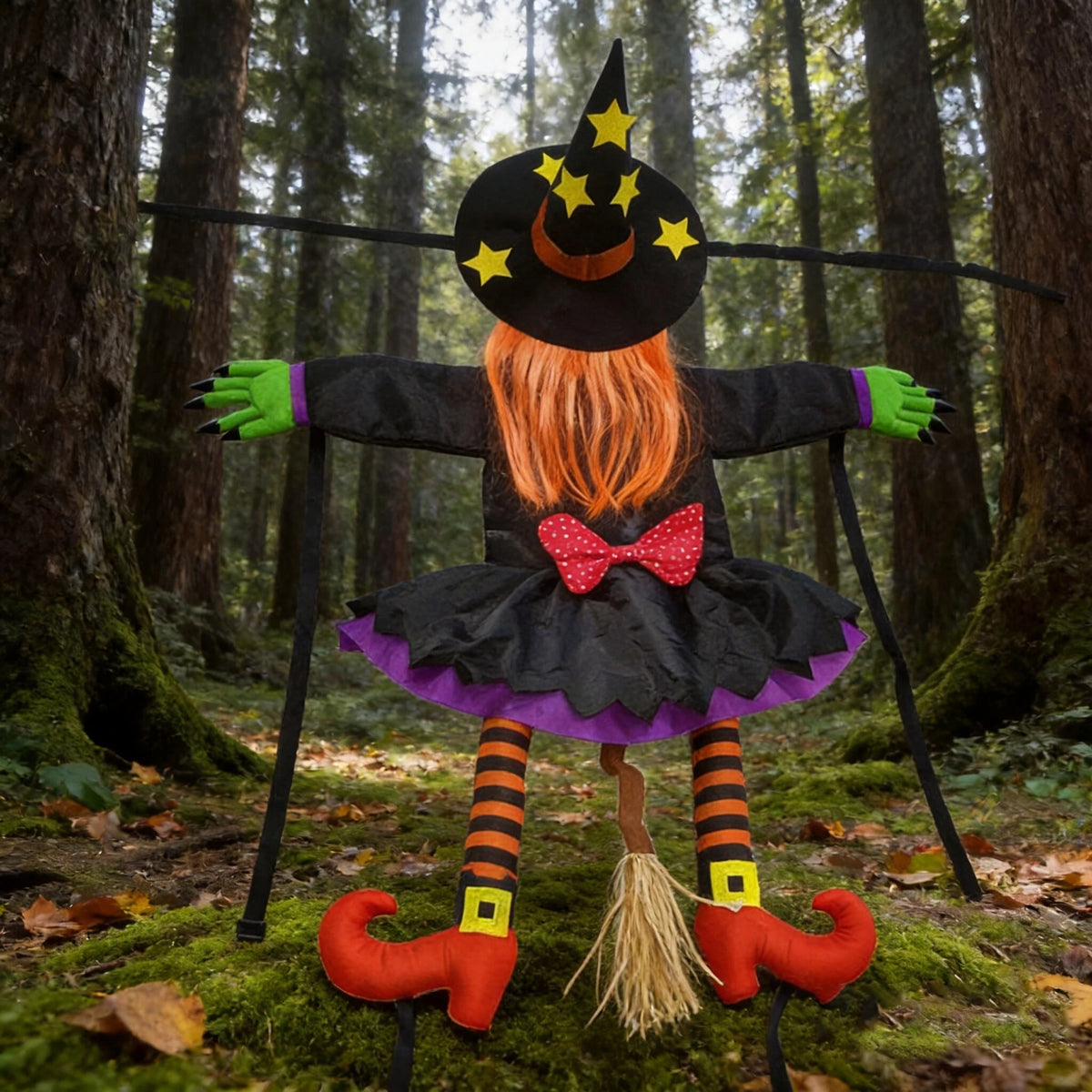 Decoração de Boneca de Bruxa de Halloween Colidindo com a Árvore, Engraçada para Jardim e Quintal, Suprimentos para Decoração de Cena de Festa de Halloween