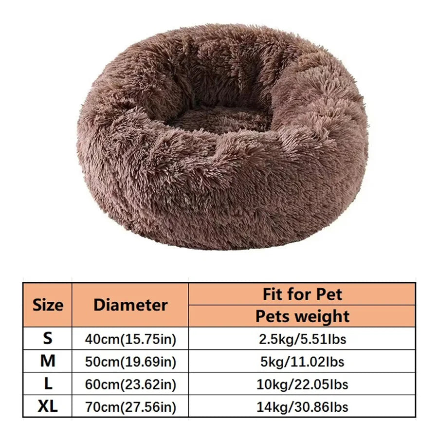 Cama Macia para Gatos e Cães, Almofada de Pelúcia Quente de Pelo Sintético, Cama Redonda Confortável em Formato de Rosquinha, Lavável para Cães e Gatos de Pequeno e Médio Porte