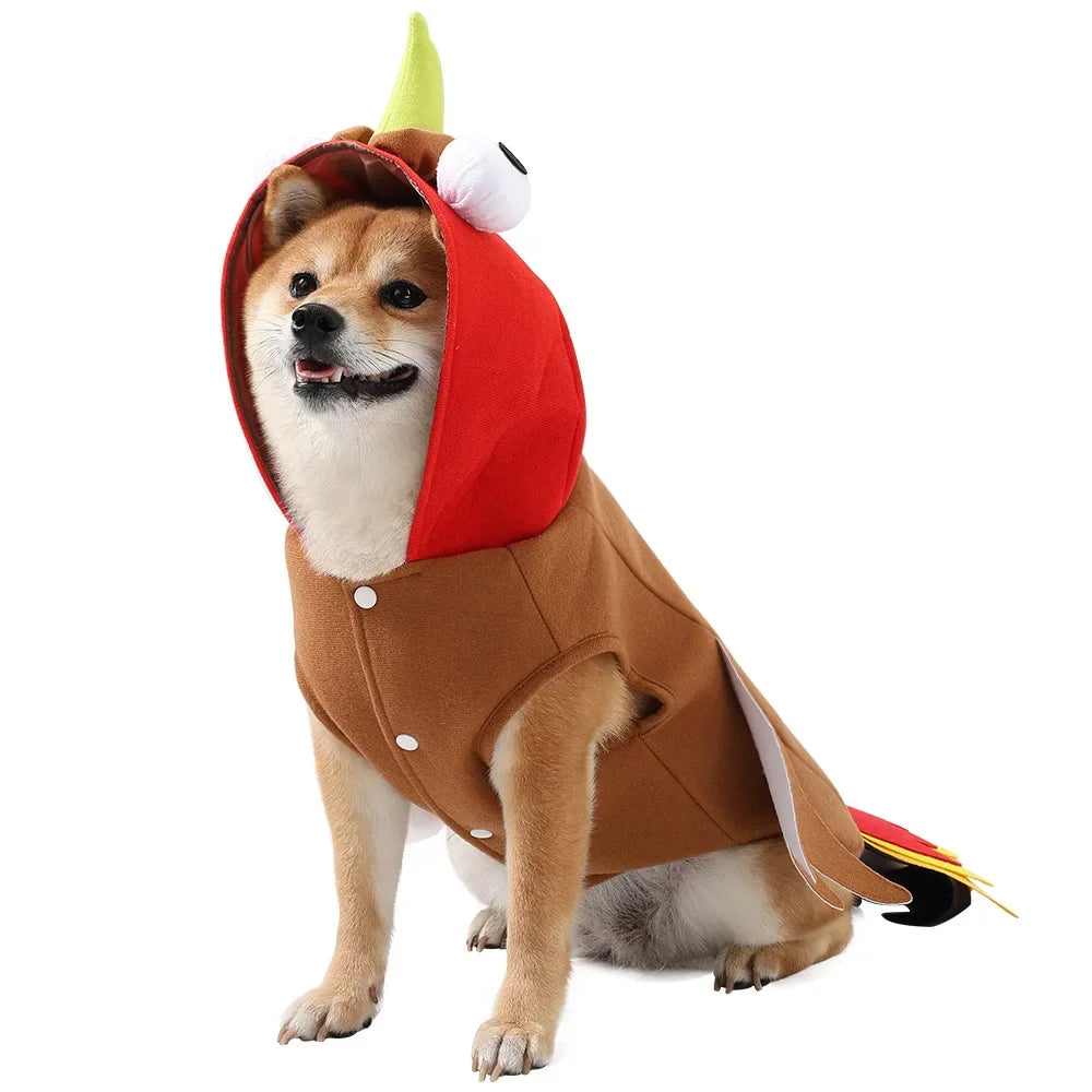 Fantasia de peru para cães no Halloween, fantasia de Ação de Graças para animais de estimação, roupa de inverno, vestuário para cosplay, fantasia para cães de pequeno, médio e grande porte.