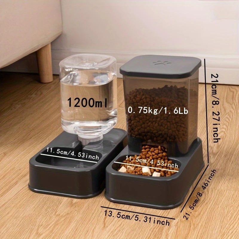 Comedouro e Bebedouro Automático para Gatos e Cães - Conjunto de Tigela para Ração e Bebedouro, Controle Inteligente de Porções para Gatos e Cães, Sem Bateria