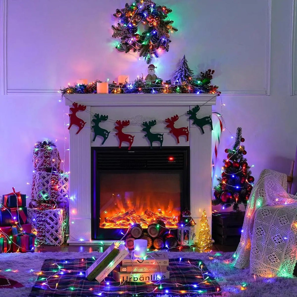 Cordão de Luzes de Natal com 8 Modos de Iluminação, Luzes de Jardim 5/10/20M, Lâmpada Decorativa Festiva para Interiores, Exteriores, Jardins e Casamentos