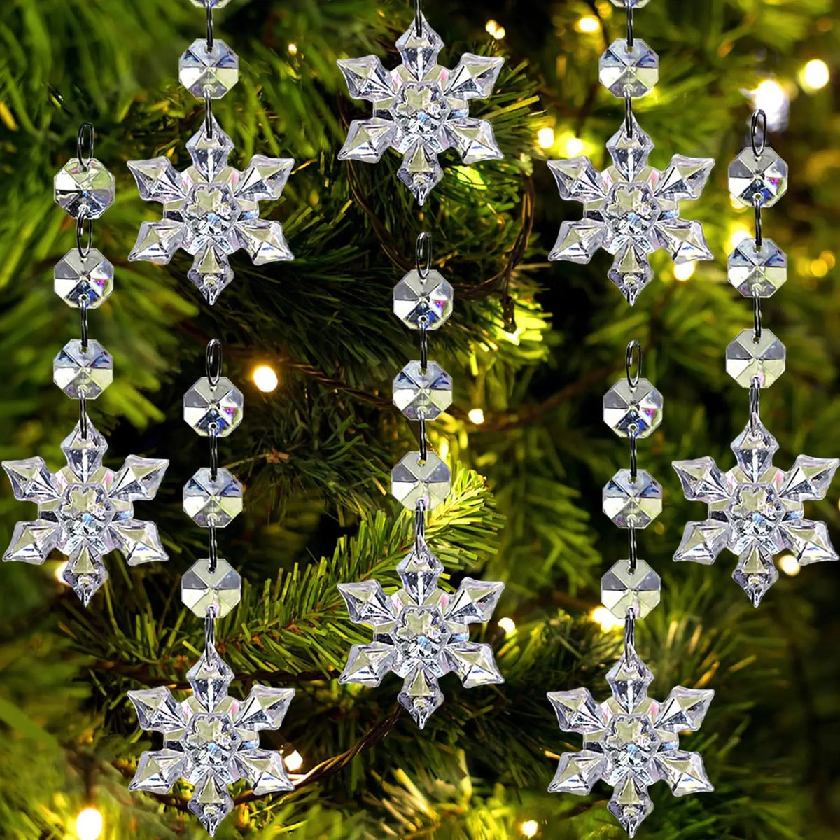 Decorações para árvore de natal, 30 peças, pingentes de cristal acrílico transparente para natal, ano novo, decoração de casamento, acessórios diy