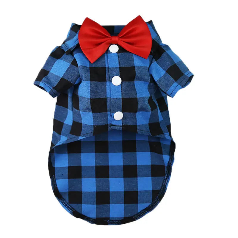 Cão de estimação roupas xadrez camisa terno gravata vestido primavera verão filhote de cachorro casaco teddy bear pomeranian colete pequeno-médio cão gato animal de estimação traje