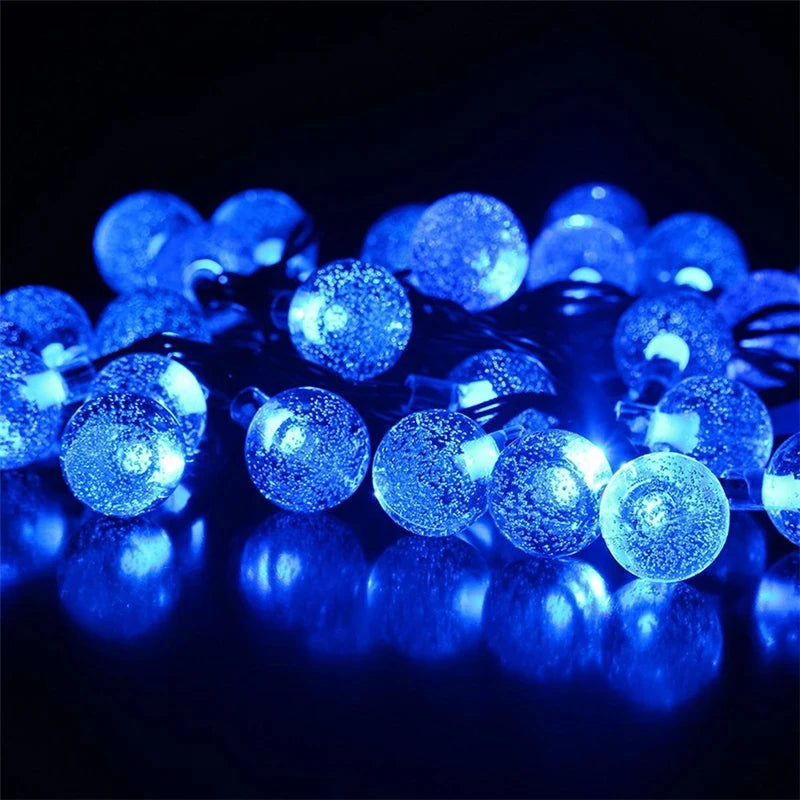 Solar led bola de cristal luz da corda 10m à prova dwaterproof água luzes fadas natal casamento guirlanda jardim gramado árvore decoração ao ar livre